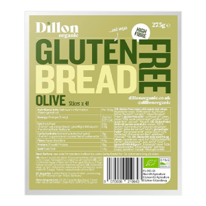Dillon Org G/f Bread ~ Sliced/Olive 275g/4PK