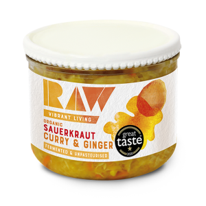 Raw Vibrant Living Organic Curry & Ginger Fresh Sauerkraut 410g